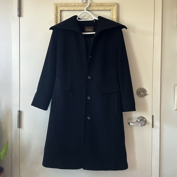 COLE HAAN | Black Trench Coat with Notched Lapel - Picture 5 of 16